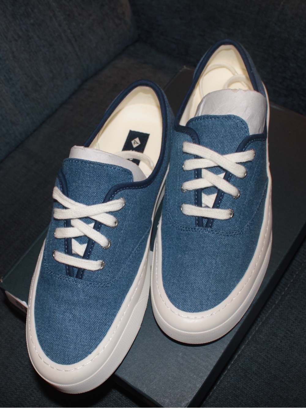 Sperry Blue Canvas Low-Top Sneakers with White Sole